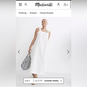 Madewell $110 Linen Cotton Princess Seamed Midi Dress Lighthouse M NF906